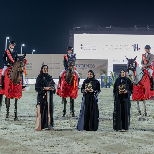 Under the Patronage of Her Highness Sheikha Fatima Bint Mubarak, the winners’ enclosure has an international feel at 11th edition of the FBMA International Show Jumping Cup