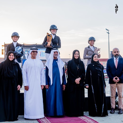Nahyan bin Mubarak Al Nahyan, Award the Belgium’s Chloe Vranken in the top prize on final day of 11th edition of the FBMA International Show Jumping Cu